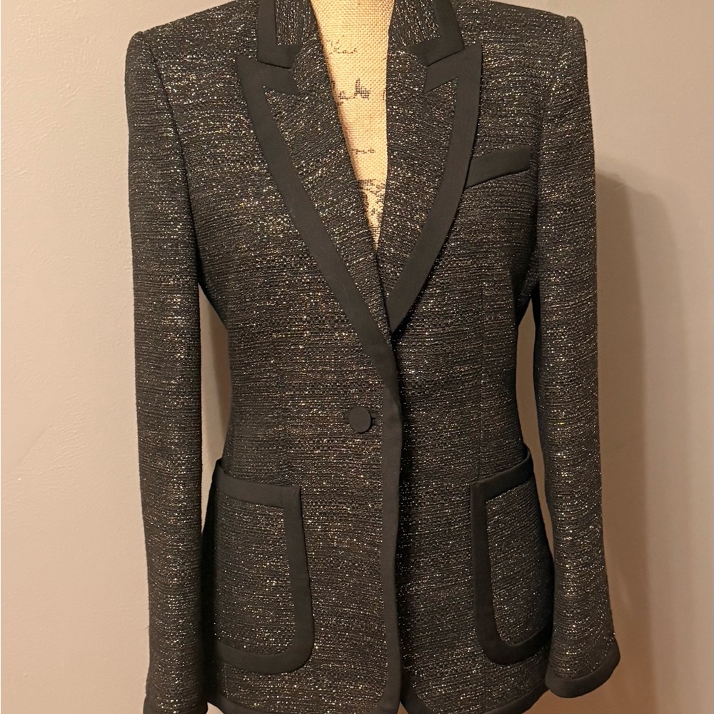 Frame Denim Black Textured Blazer